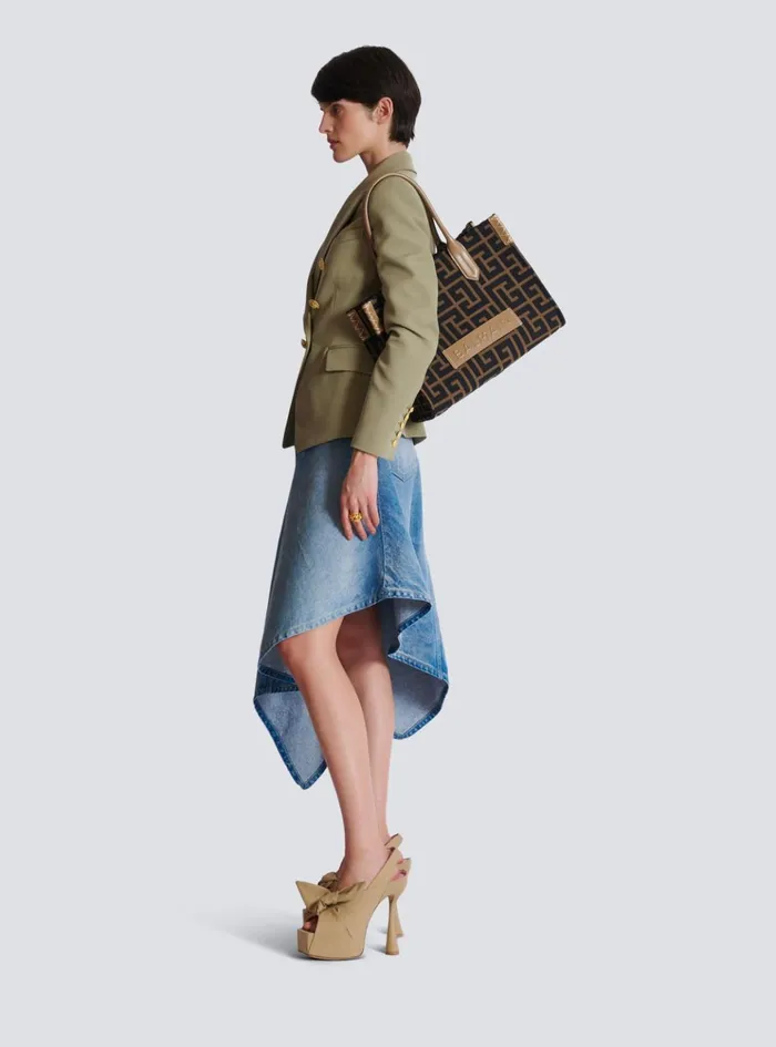 BArmy Shopper 36 Bag In PB Labyrinth Jacquard Black Women Balmain Tote Bags