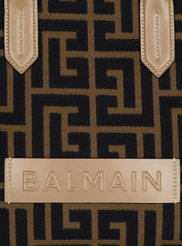 BArmy Shopper 36 Bag In PB Labyrinth Jacquard Black Women Balmain Tote Bags