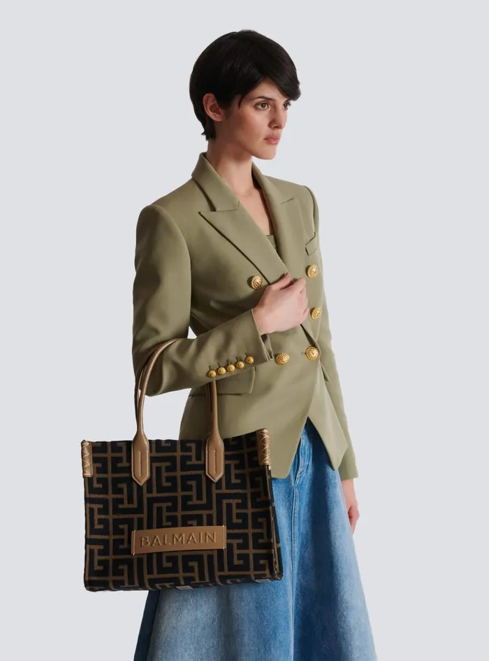 BArmy Shopper 36 Bag In PB Labyrinth Jacquard Black Women Balmain Tote Bags