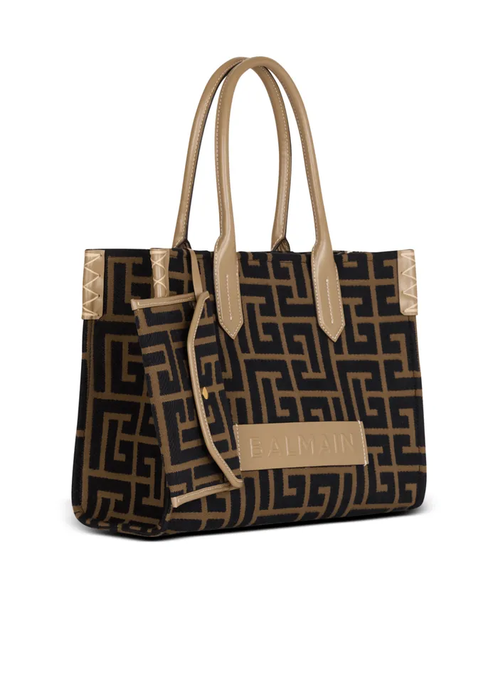 BArmy Shopper 36 Bag In PB Labyrinth Jacquard Black Women Balmain Tote Bags