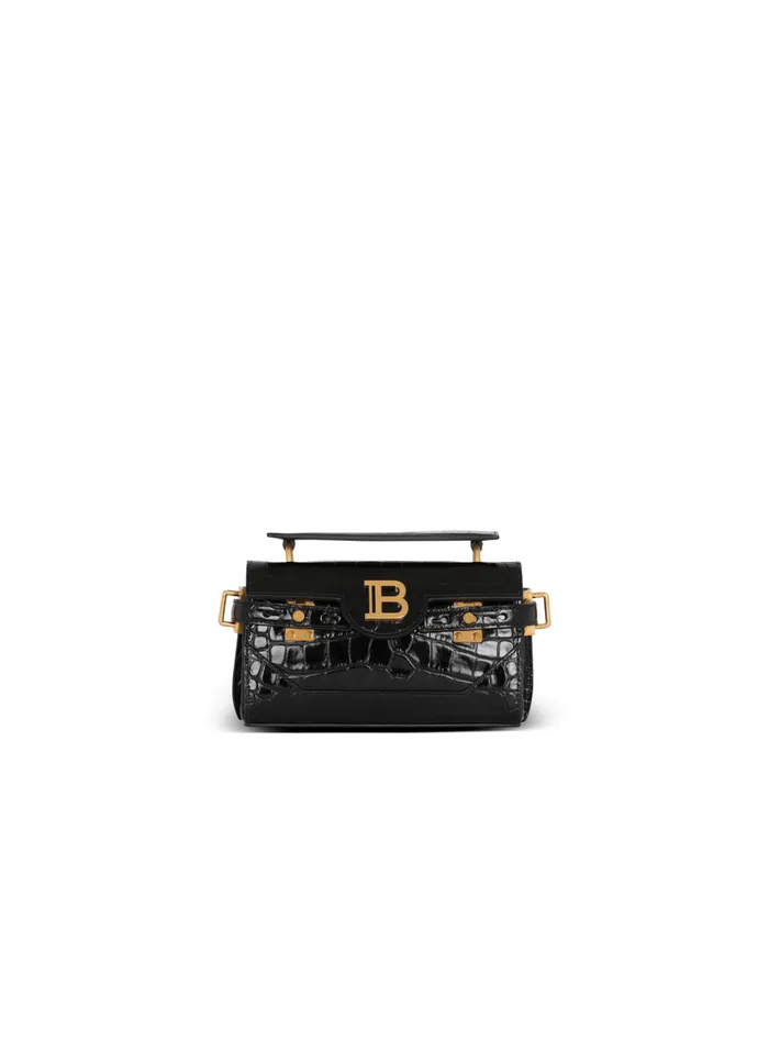 BBuzz 19 Bag In Crocodileprint Leather Black Women Balmain Handbags
