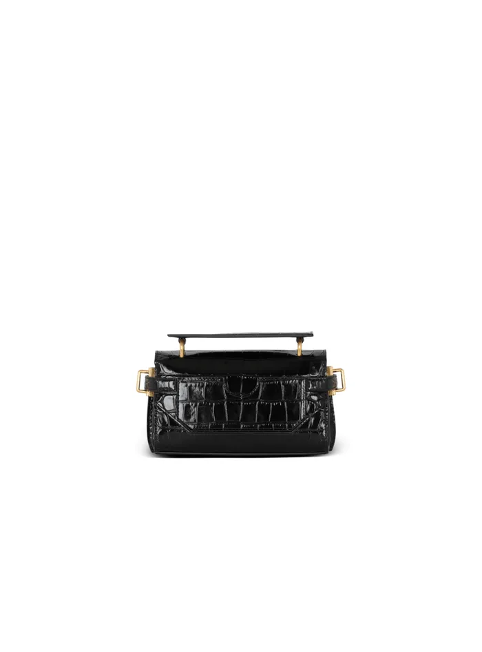 BBuzz 19 Bag In Crocodileprint Leather Black Women Balmain Handbags