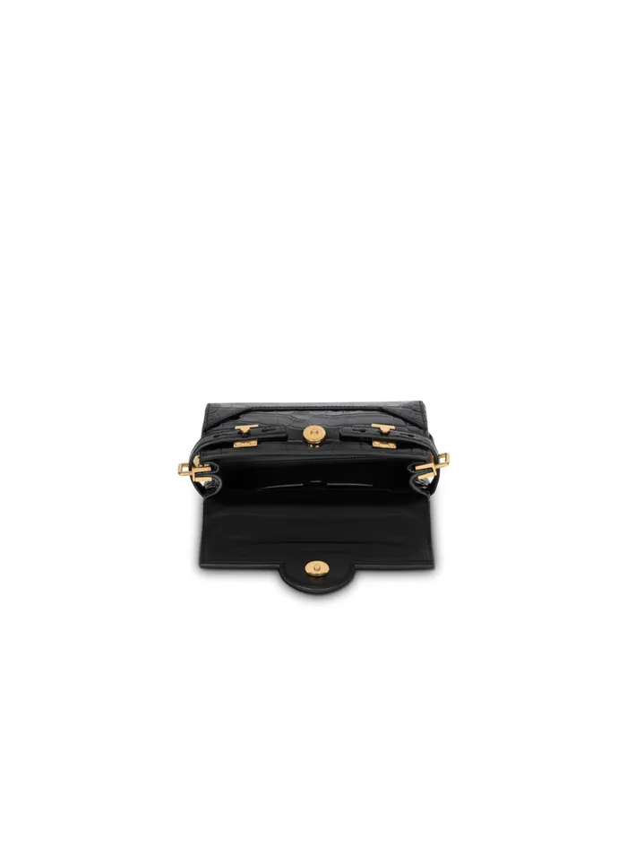 BBuzz 19 Bag In Crocodileprint Leather Black Women Balmain Handbags