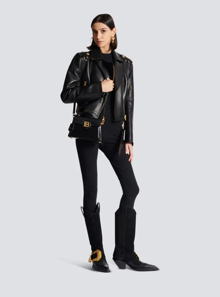 BBuzz Dynasty Bag In Glazed Leather Black Women Balmain Handbags