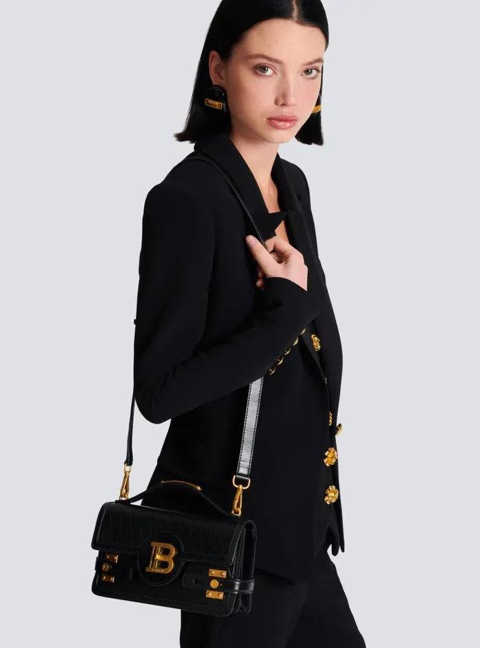 BBuzz Shoulder 24 Bag In Diamondembossed Calfskin Black Women Balmain Handbags