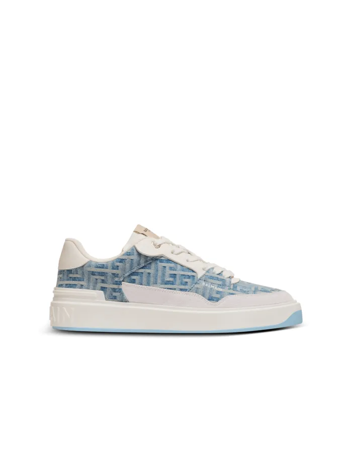 BCourt Flip Sneakers In Monogrammed Denim Navy Women Balmain Sneakers