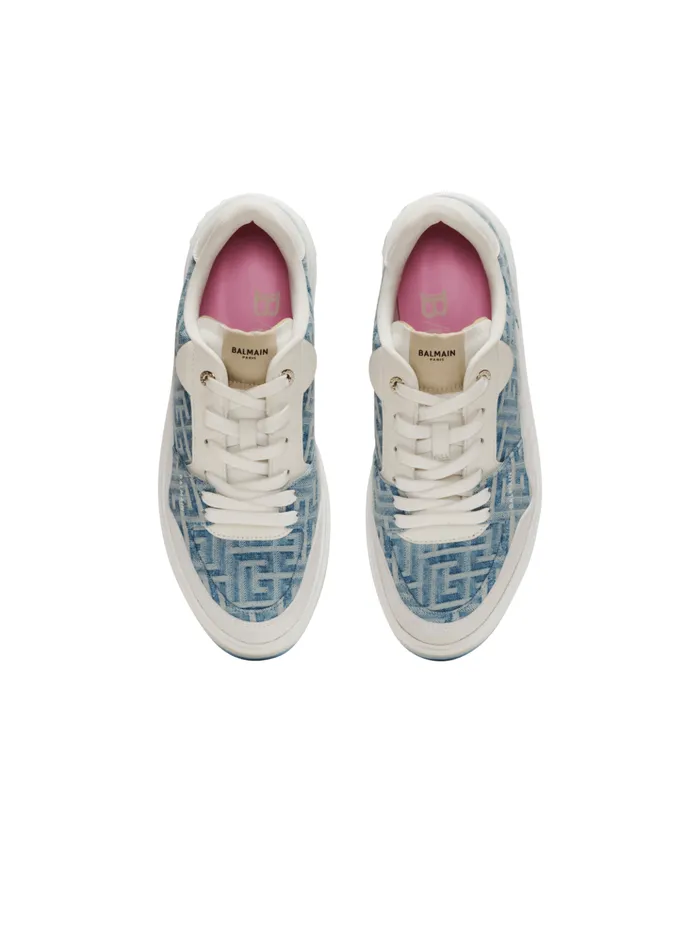 BCourt Flip Sneakers In Monogrammed Denim Navy Women Balmain Sneakers