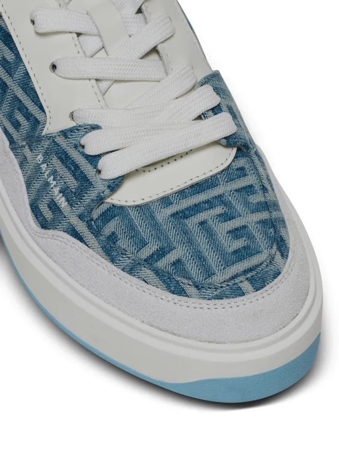 BCourt Flip Sneakers In Monogrammed Denim Navy Women Balmain Sneakers