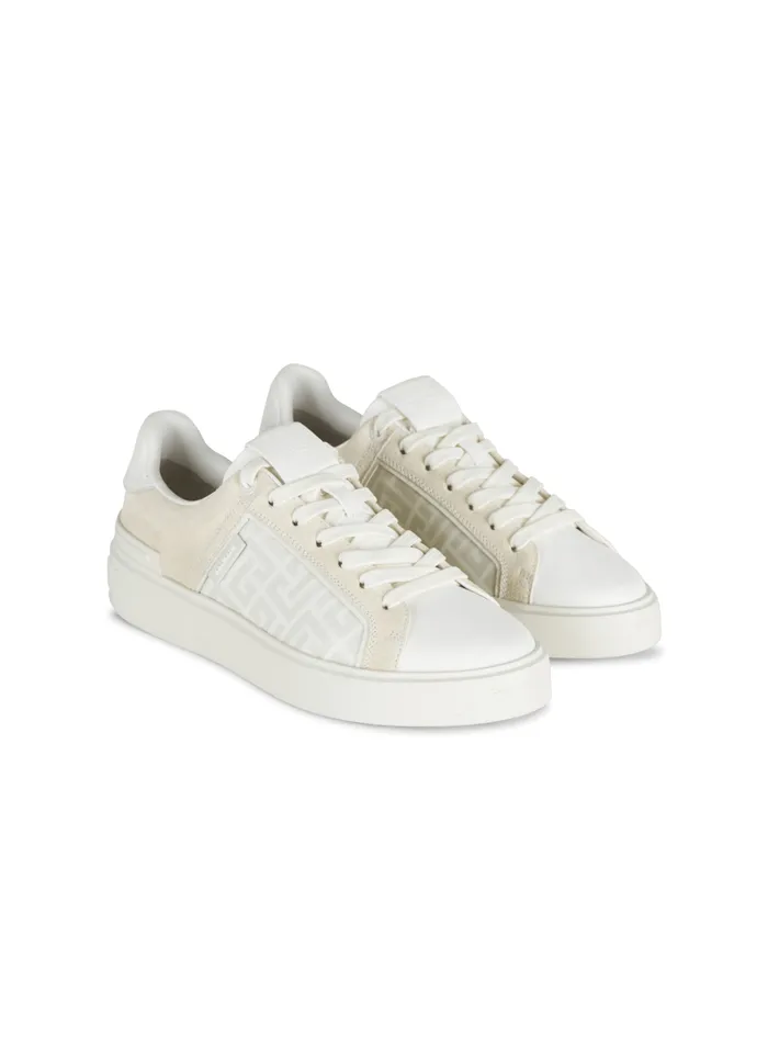 BCourt Monogrammed Nylon And Leather Sneakers White Women Balmain Sneakers