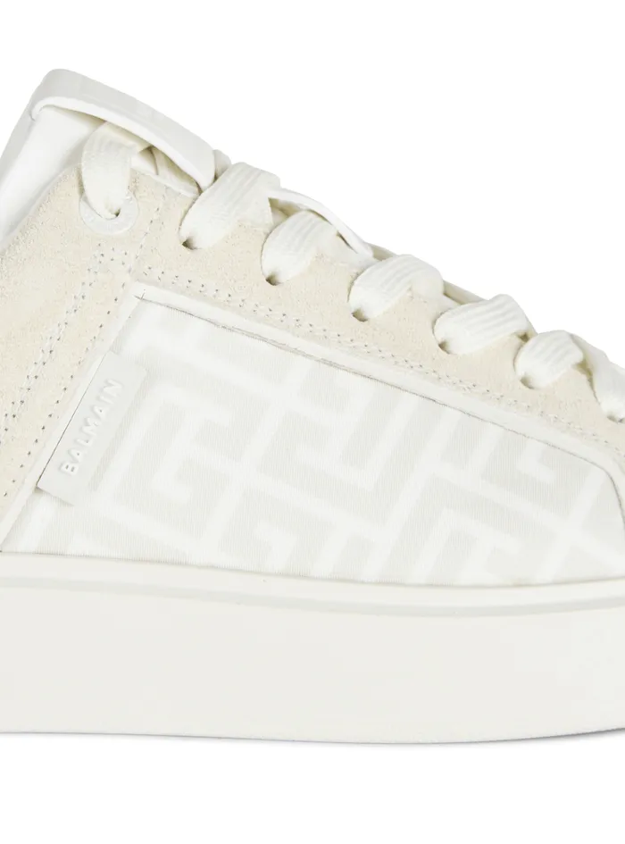 BCourt Monogrammed Nylon And Leather Sneakers White Women Balmain Sneakers