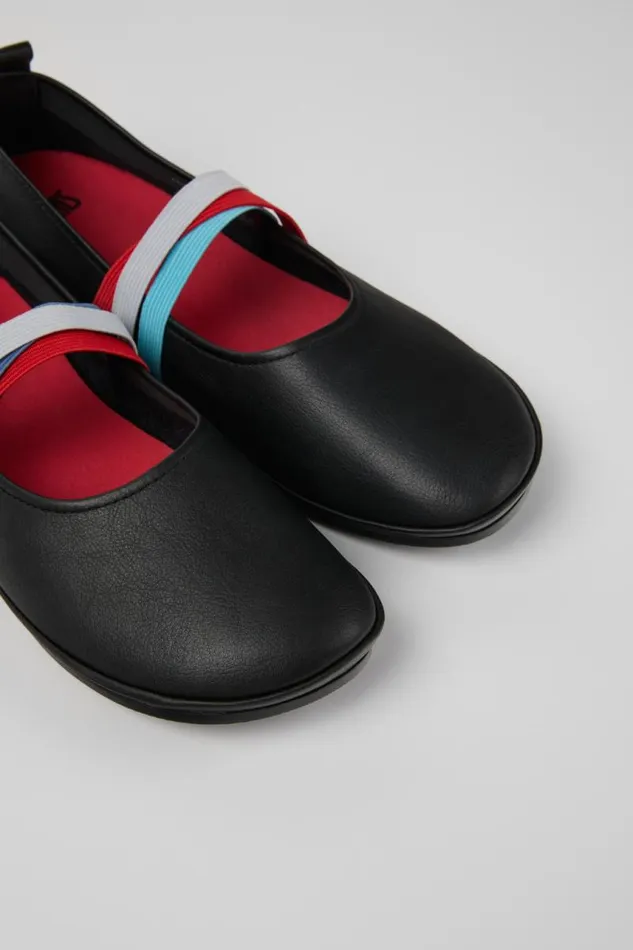 Ballerinas Women Camper Twins Black Leather Moccasins And Ballerinas