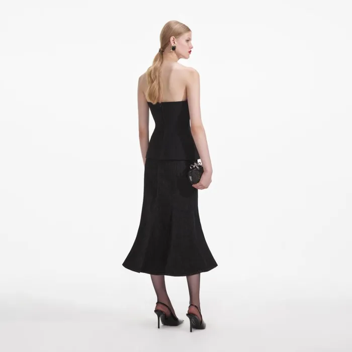 Black Crepe Corsage Top Women Self Portrait Tops Black Crepe Corsage Top Women Self Portrait Tops