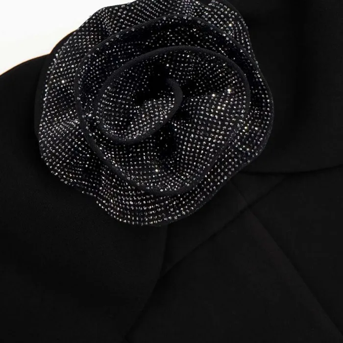 Black Crepe Corsage Top Women Self Portrait Tops Black Crepe Corsage Top Women Self Portrait Tops