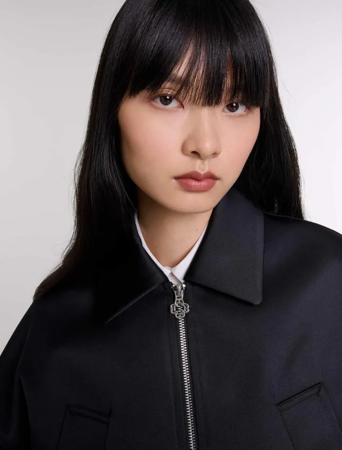 Blazers and Jackets Women Maje Satin Jacket Black