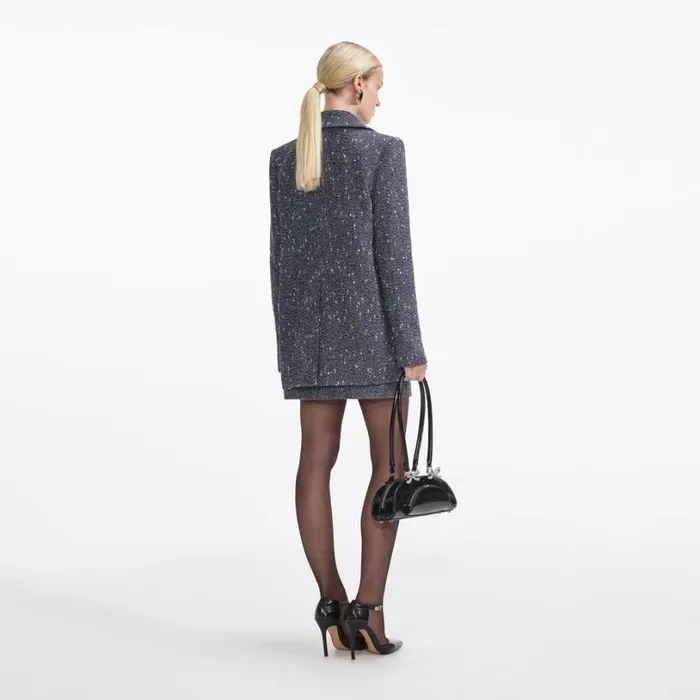 Blue Boucle Blazer Women Self Portrait Outerwear Blue Boucle Blazer Women Self Portrait Outerwear
