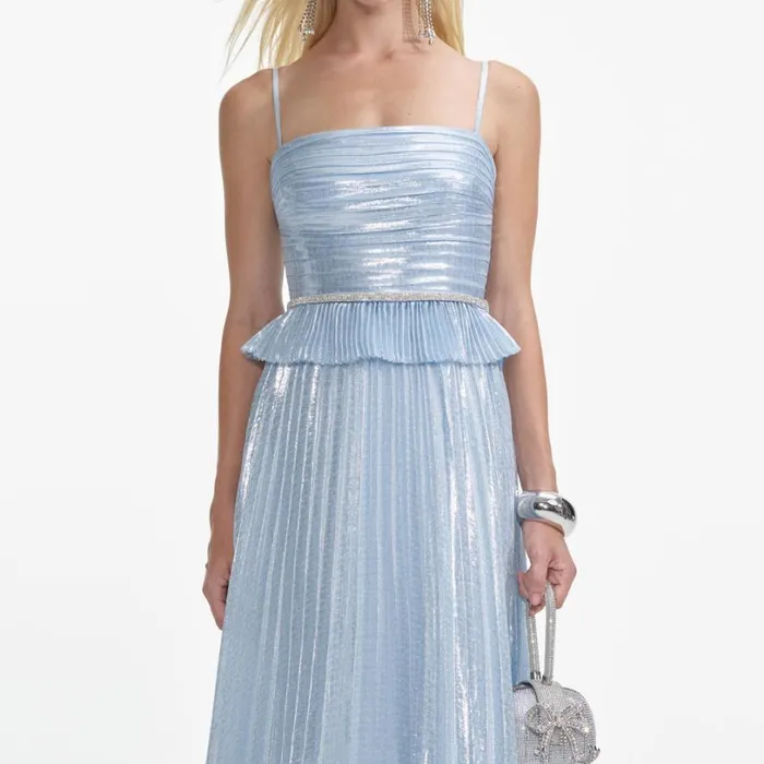 Blue Metallic Maxi Dress Women Self Portrait Dresses Blue Metallic Maxi Dress Women Self Portrait Dresses
