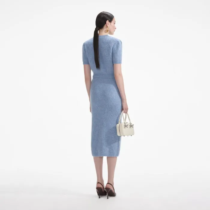 Blue Soft Knit Midi Skirt Women Self Portrait Knitwear Blue Soft Knit Midi Skirt Women Self Portrait Knitwear