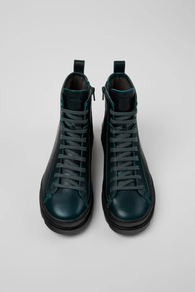 Boots Women Camper Brutus Green Leather Boots