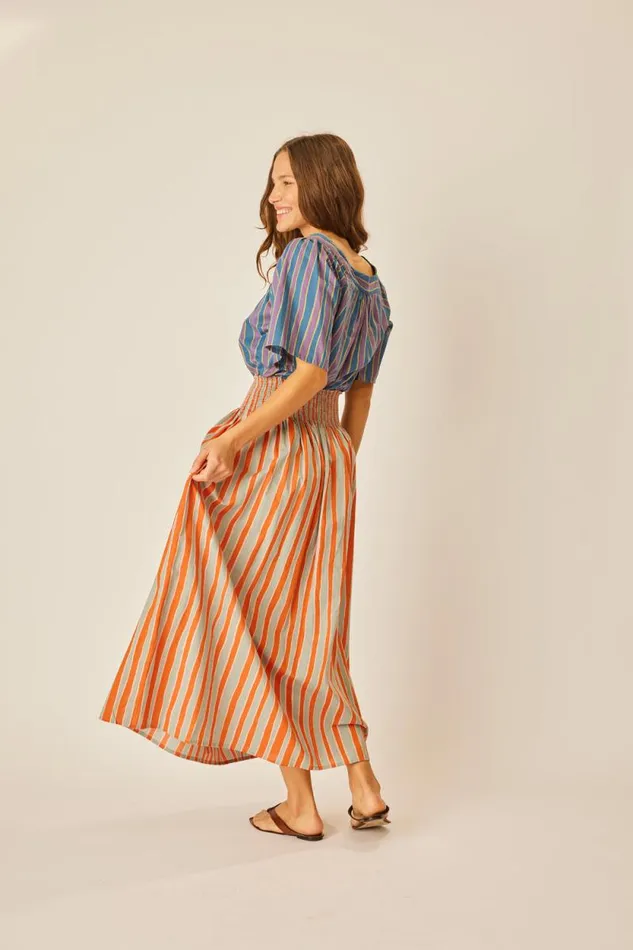 Bottoms Shop Natalie Martin BELLA SKIRT Batik Stripe Sage