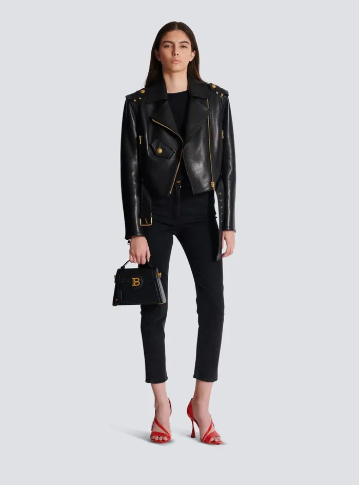 Box Leather BBuzz Dynasty Bag Black Women Balmain Handbags