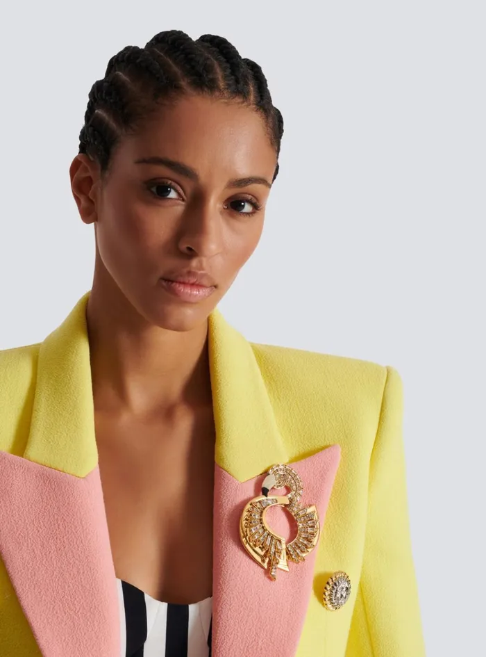 Brass And Crystal Flamingo Brooch Gold Women Balmain Fashion Jewelry
