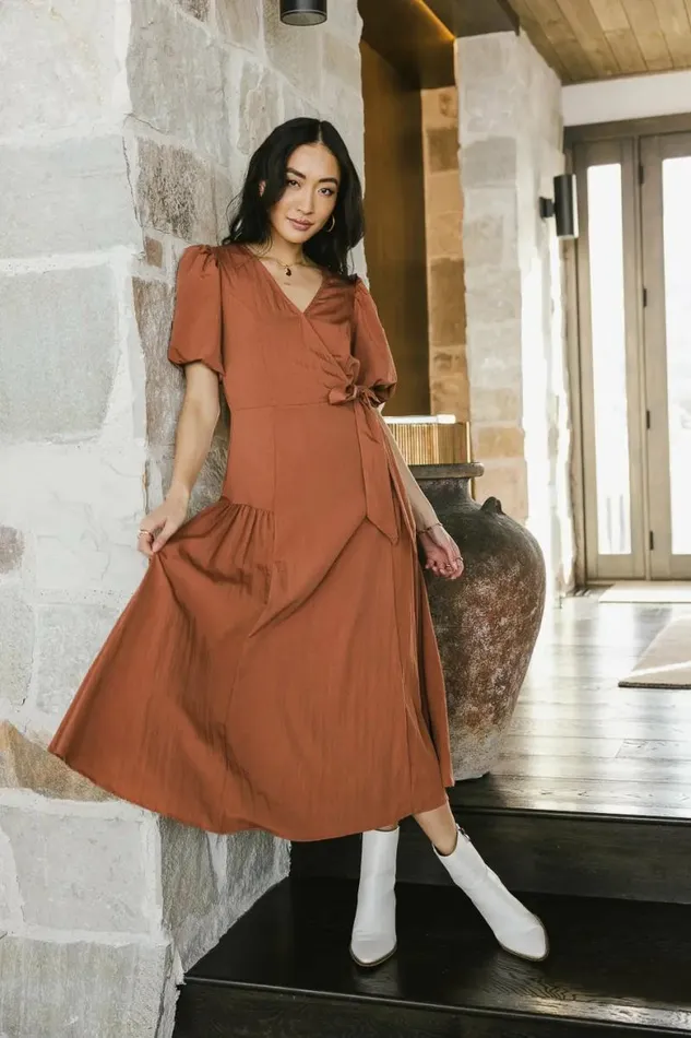 Brielle Midi Dress In Rust Rust Women Bohme Dresses