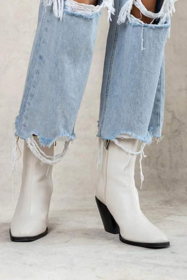 Bronda Heeled Boots In Ivory 8211 FINAL SALE Ivory Women Bohme Shoes