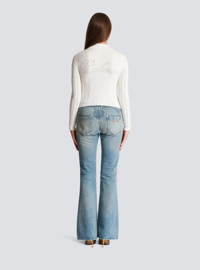 Buttoned Knit Cardigan White Women Balmain Knitwear