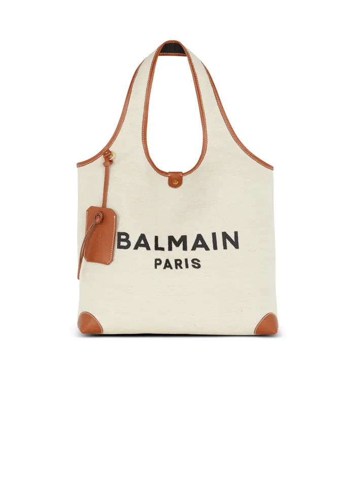 Canvas And Leather Barmy Grocery Bag Brown Women Balmain Grocery Bags