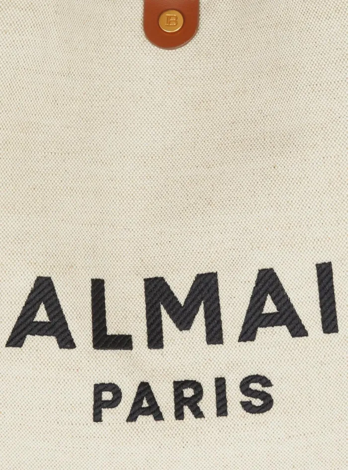 Canvas And Leather Barmy Grocery Bag Brown Women Balmain Grocery Bags