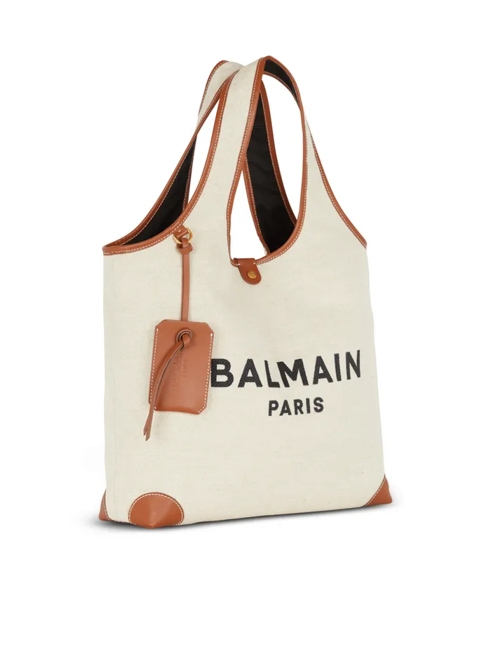 Canvas And Leather Barmy Grocery Bag Brown Women Balmain Grocery Bags