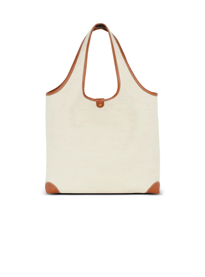 Canvas And Leather Barmy Grocery Bag Brown Women Balmain Grocery Bags