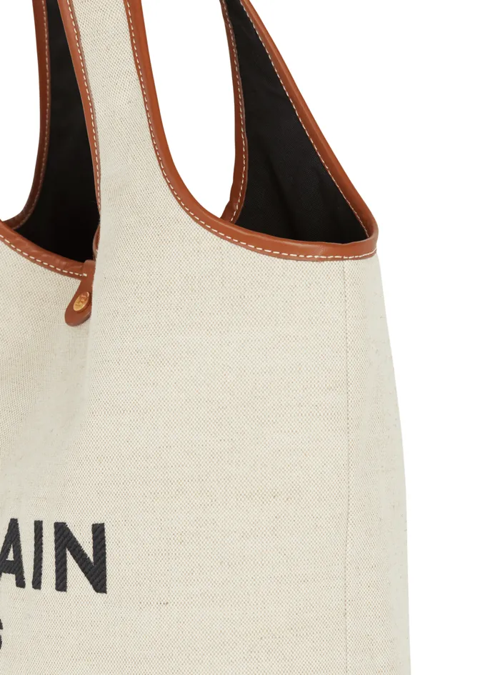 Canvas And Leather Barmy Grocery Bag Brown Women Balmain Grocery Bags