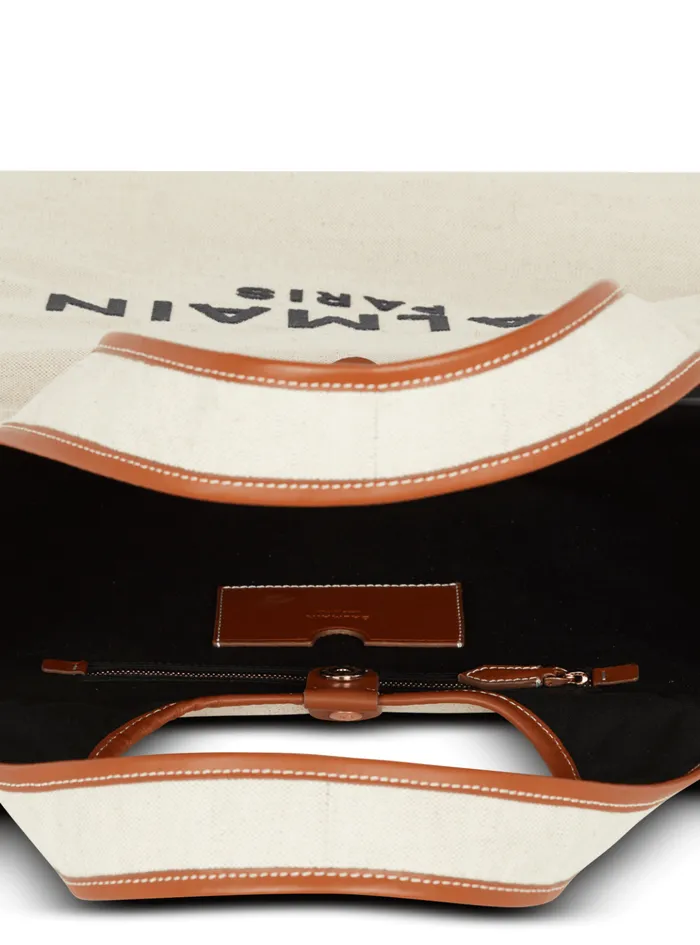 Canvas And Leather Barmy Grocery Bag Brown Women Balmain Grocery Bags