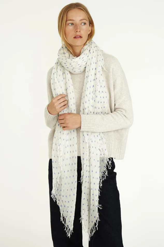 Cashmere And Silk Scarf Wedgewood Dot Women Chan Luu Scarves