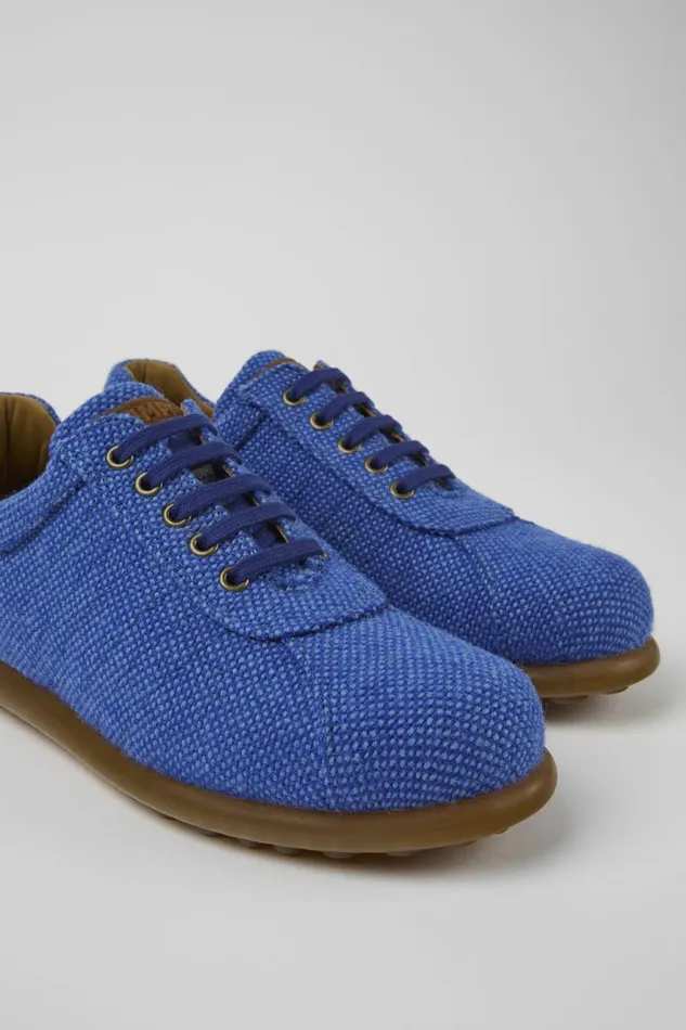 Casual Shoes Men Camper Pelotas Blue Wool Viscose And Leather Shoes
