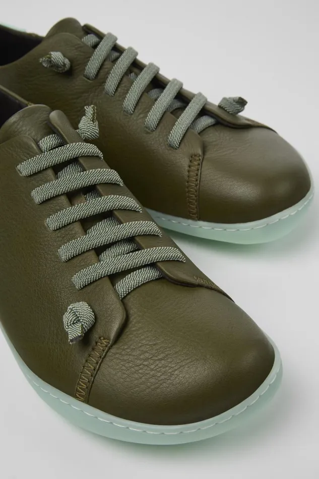 Casual Shoes Men Camper Peu Green Leather Basket