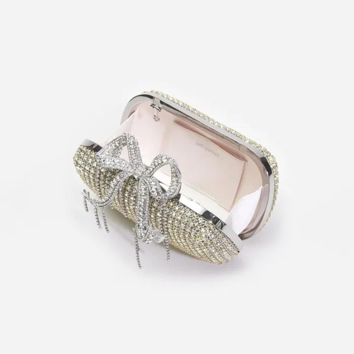 Champagne Chainmail Clutch Bag Women Self Portrait Mini Champagne Chainmail Clutch Bag Women Self Portrait Mini