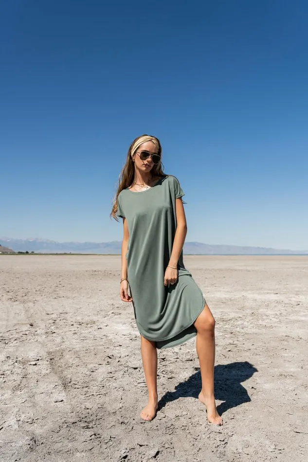 Claire TShirt Dress In Sage Sage Women Bohme Dresses