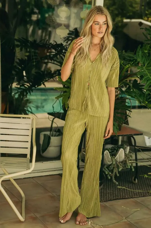 Clara Ribbed Top In Green Green Women Bohme Sets