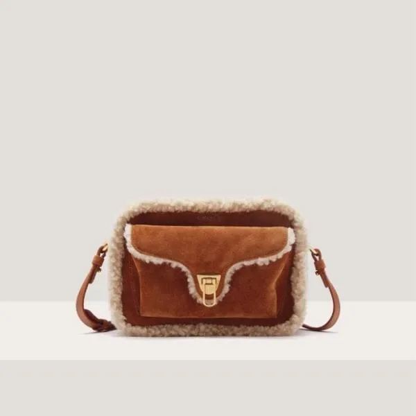 Coccinelle Beat Eco Shearling Small Naturalcuir Women Coccinelle Crossbody Bags