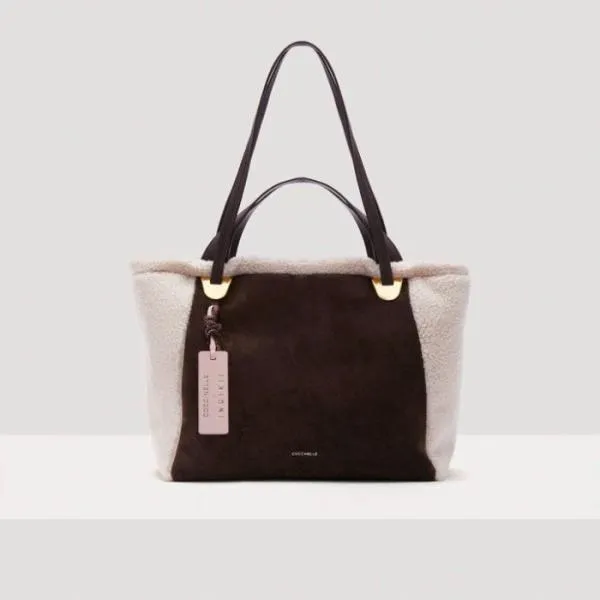 Coccinelle X Inuikii Oliver Eco Shearling Medium Naturalfondant Women Coccinelle Tote Bags