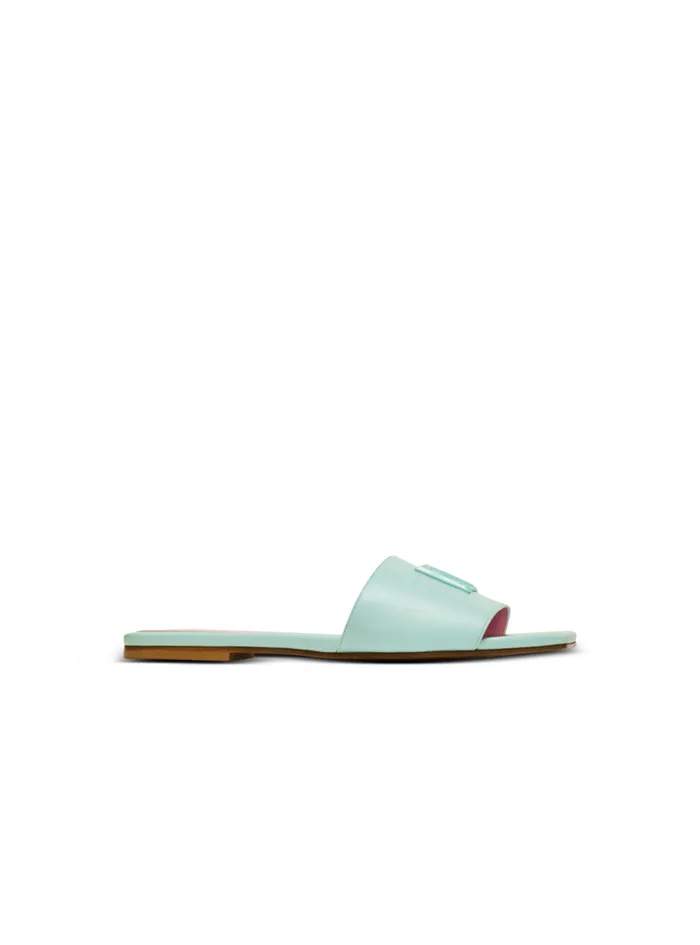 Dafne PB Mules In Calfskin Blue Women Balmain Flat Shoes