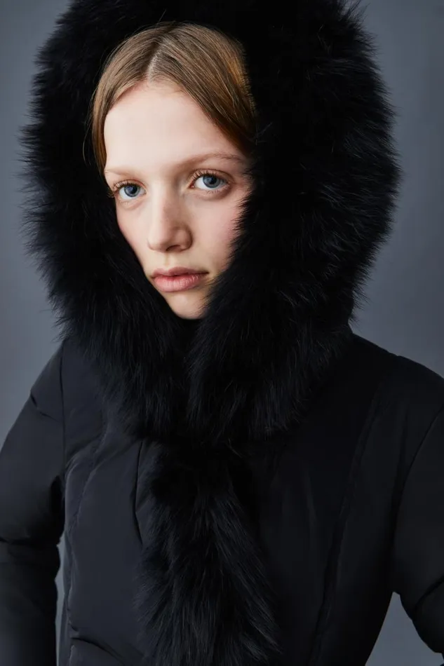 Downs and Jackets Women Mackage ADALI Down Coat With Blue Fox Fur Signature Mackage Collar Navygold