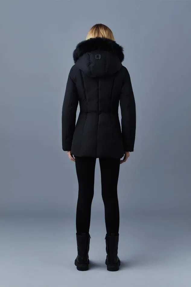 Downs and Jackets Women Mackage ADALI Down Coat With Blue Fox Fur Signature Mackage Collar Navygold