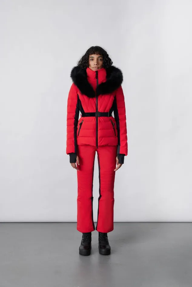 Downs and Jackets Women Mackage ELITA Down Ski Jacket With Removable Blue Fox Fur Trim Black