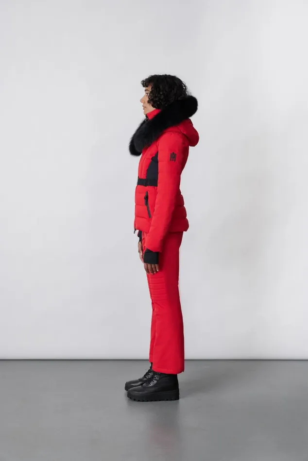 Downs and Jackets Women Mackage ELITA Down Ski Jacket With Removable Blue Fox Fur Trim Black