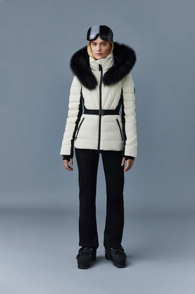 Downs and Jackets Women Mackage ELITA Down Ski Jacket With Removable Blue Fox Fur Trim Black