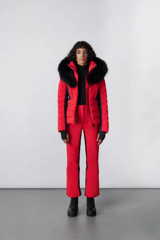 Downs and Jackets Women Mackage ELITA Down Ski Jacket With Removable Blue Fox Fur Trim Black