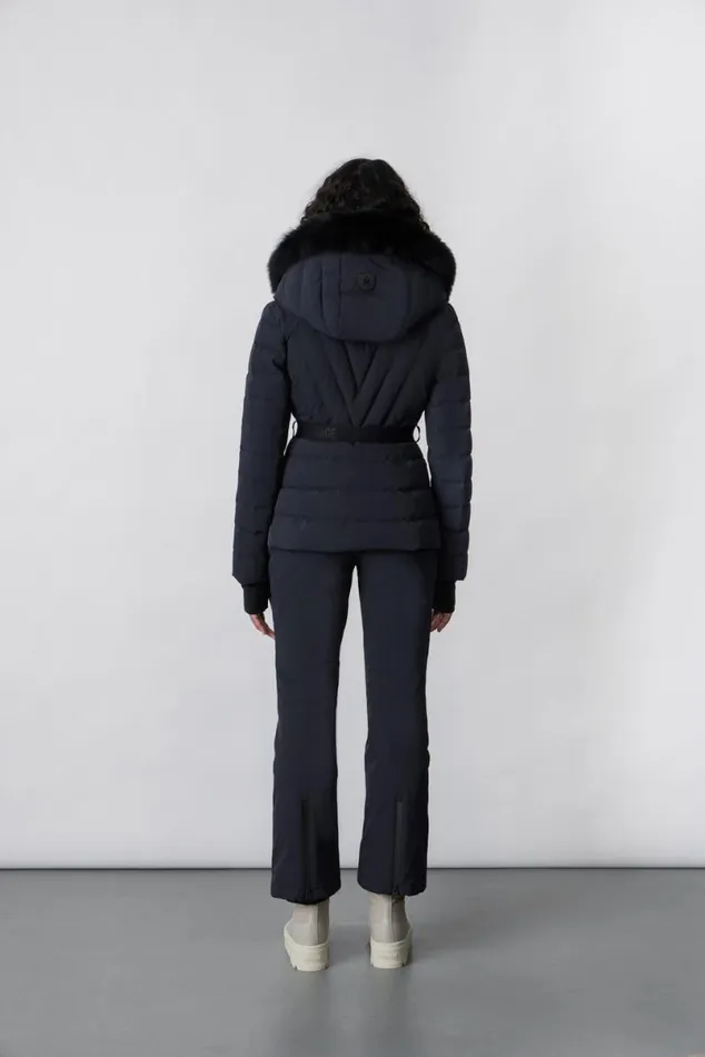 Downs and Jackets Women Mackage ELITA Down Ski Jacket With Removable Blue Fox Fur Trim Black